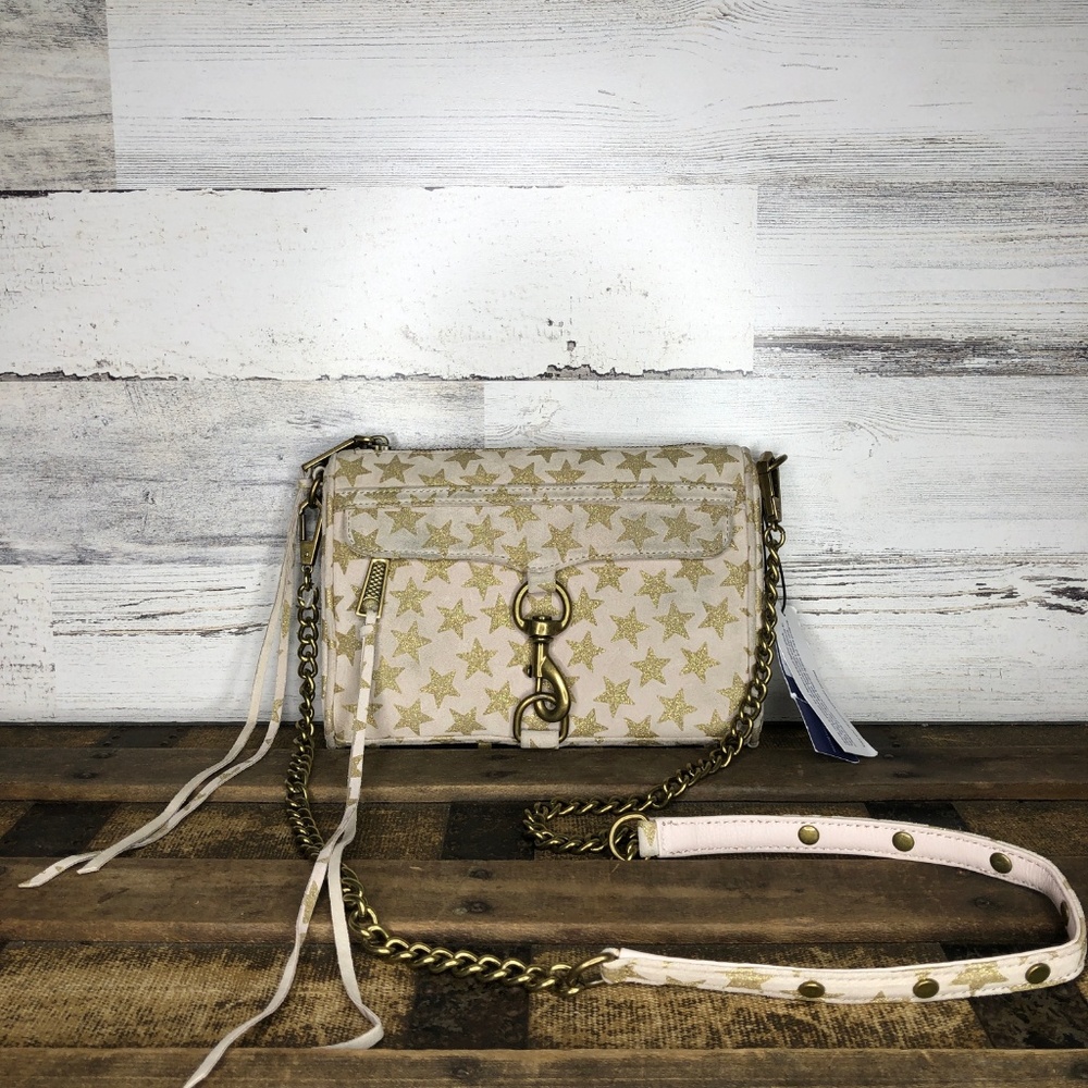 Rebecca Minkoff Leather glitter star chain purse x